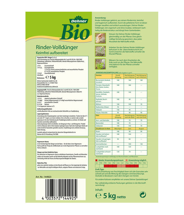  Dehner Bio Rinder-Volldünger, 5 Kg