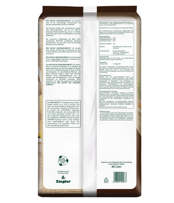  Ziegler Pro Natur Gärtnerkompost, 48 X 40 Liter