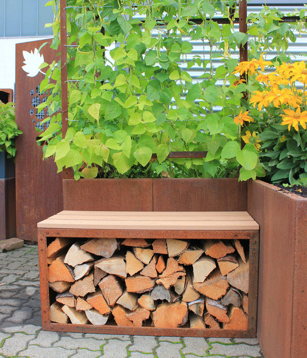  Palatino Cortenstahl-Kaminholzlager Woodpecker PRO