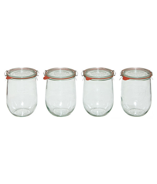  Dehner WECK® Tulpenglas, 1000 Ml, Inkl. Einkochringe & Klammern, 4er-Set