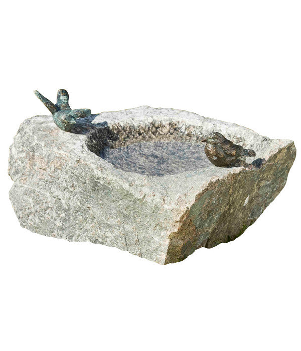  Rottenecker Granit-Vogeltränke Mit Bronzevögeln
