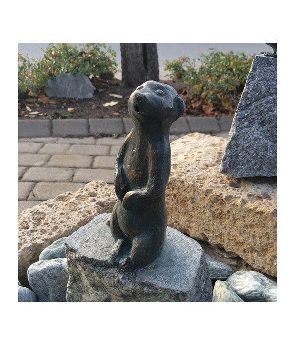  Rottenecker Bronze-Erdmännchen Groß Auf Granit, Wasserspeiend