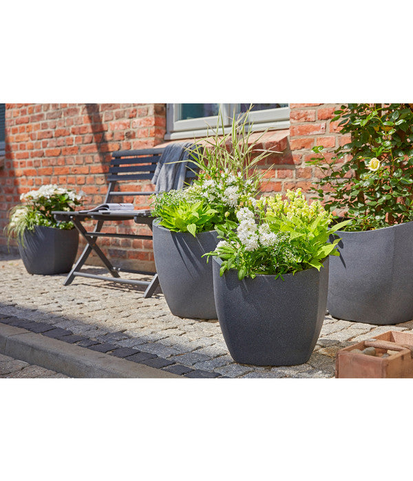  Scheurich Kunststoff-Topf Wave Globe Cubo, Schwarz-granit