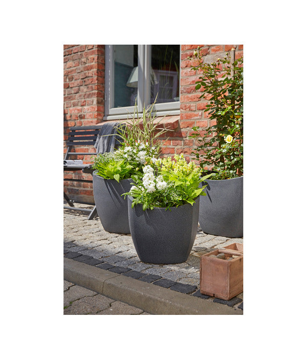  Scheurich Kunststoff-Topf Wave Globe Cubo, Schwarz-granit