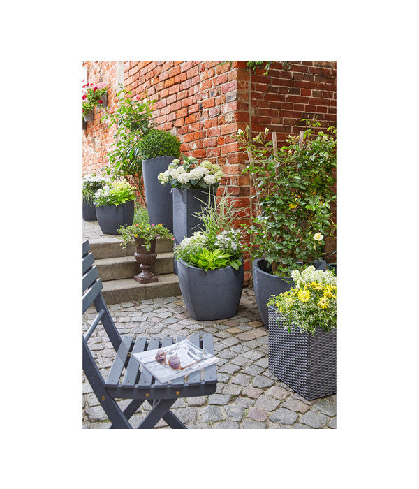  Scheurich Kunststoff-Topf Wave Globe Cubo, Schwarz-granit