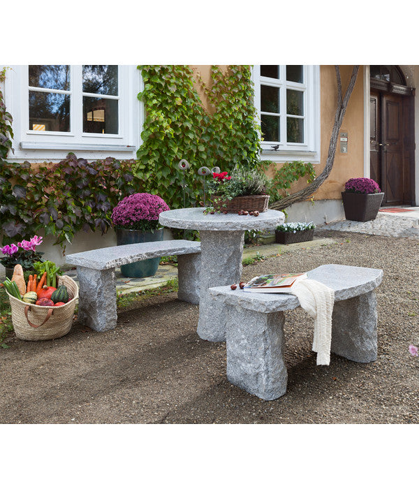  Dehner Granit-Gartenbank, Gebogen, 2-Sitzer
