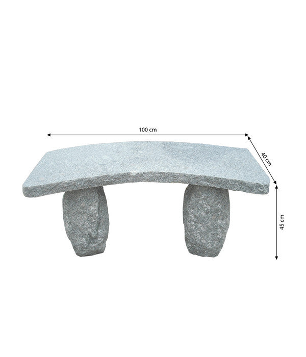  Dehner Granit-Gartenbank, Gebogen, 2-Sitzer