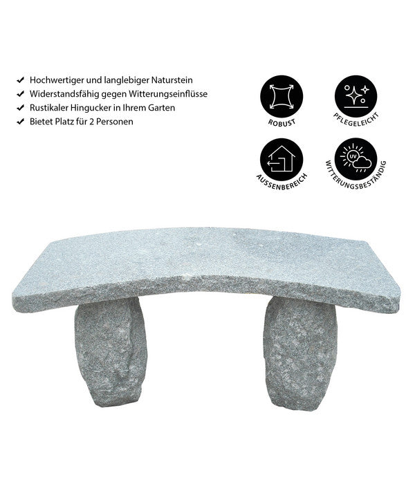 Dehner Granit-Gartenbank, Gebogen, 2-Sitzer