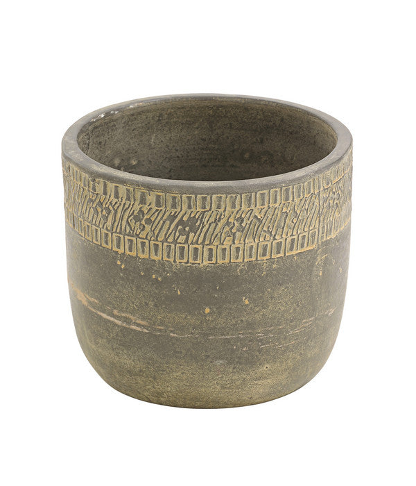  Keramik-Topf Olympia, Rund, Grau-beige