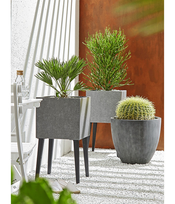  Dehner Polystone-Topf Brisbane In Riffeloptik, Rund