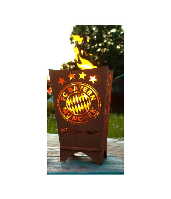  Ferrum FCB Feuerkorb Mia San Mia, Eckig, Rost, Ca. B40/H70/T40 Cm