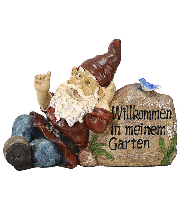  Dehner Polyresin-Gnom Willkommen In Meinem Garten