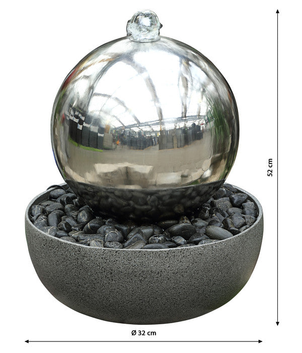  Dehner Edelstahl-Gartenbrunnen Globe, Ca. Ø32/H52 Cm