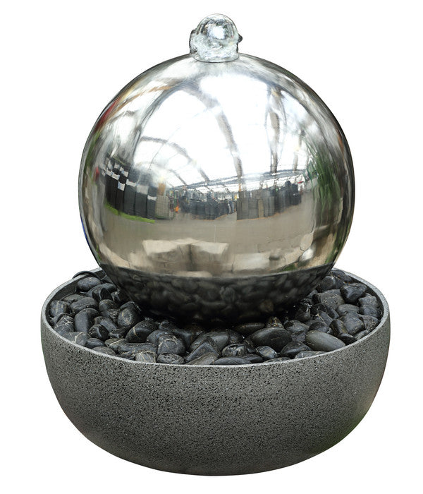  Dehner Edelstahl-Gartenbrunnen Globe, Ca. Ø32/H52 Cm