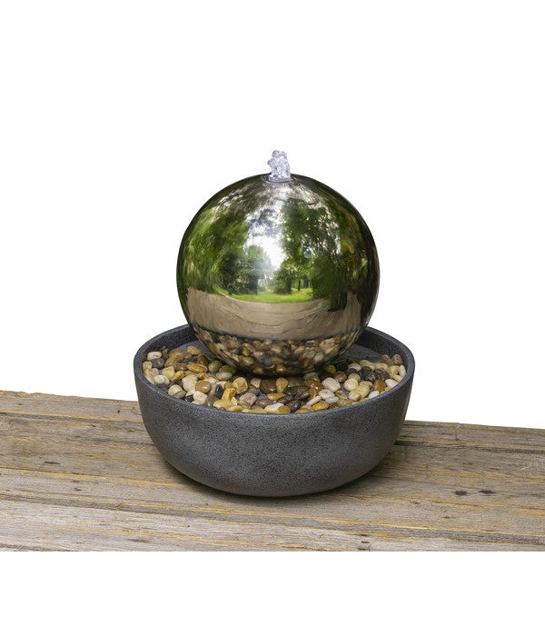  Dehner Edelstahl-Gartenbrunnen Globe, Ca. Ø32/H52 Cm