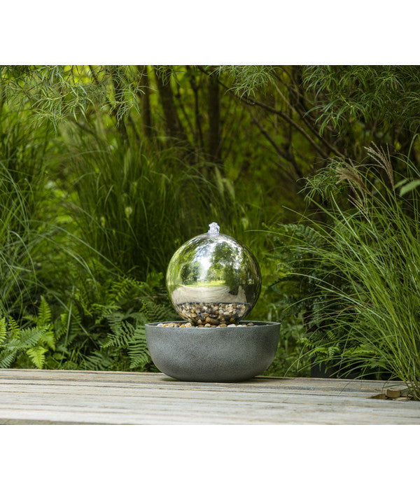  Dehner Edelstahl-Gartenbrunnen Globe, Ca. Ø32/H52 Cm