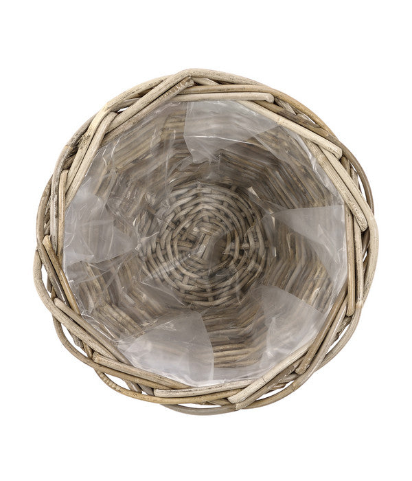  Rattan-Topf, Rund, Grau-braun