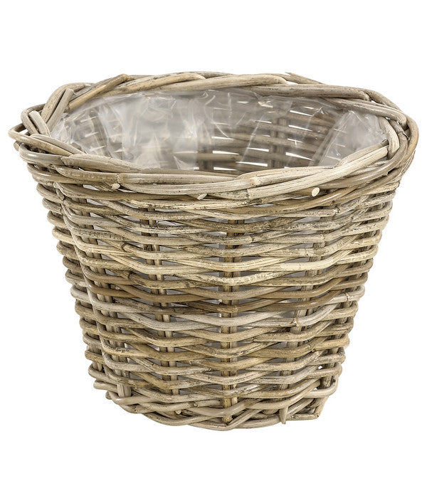  Rattan-Topf, Rund, Grau-braun