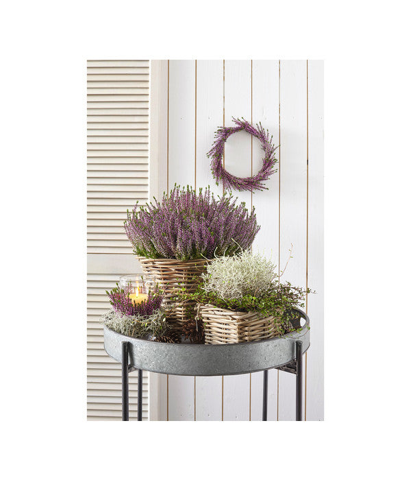  Rattan-Topf, Rund, Grau-braun