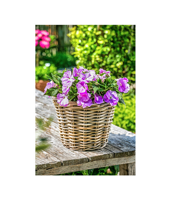  Rattan-Topf, Rund, Grau-braun