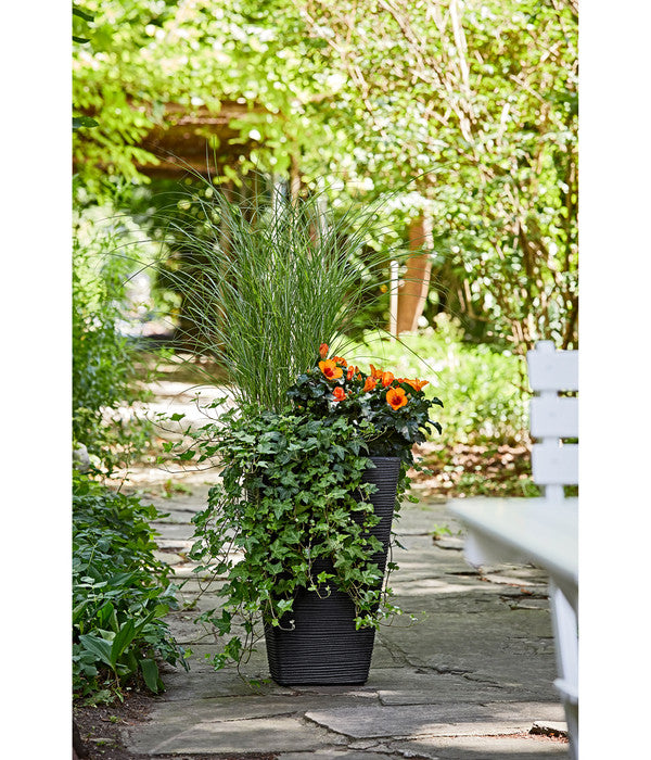 Dehner Kunststoff-Pflanzvase Capri, Anthrazit, Ca. B35/H55/T35 Cm
