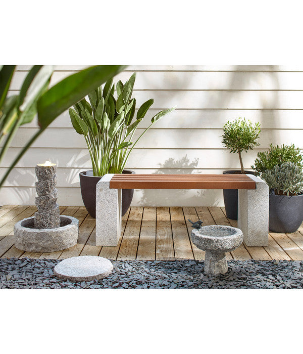  Dehner Granit-Gartenbank, Ca. B120/H45/T35 Cm, Grau/braun