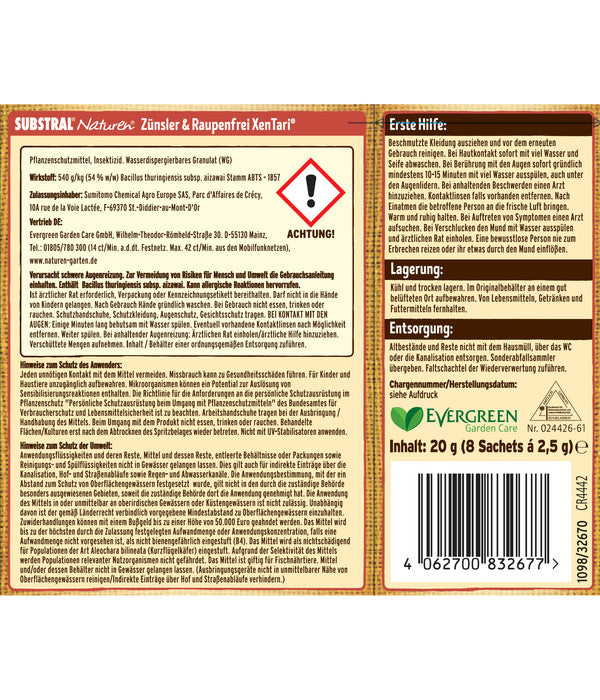 Substral® Naturen® Bio Zünsler & Raupenfrei XenTari®, 20 G