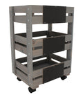  Holz-Trolley Mit 3 Behältern, Grau-braun, Ca. B37,6/H89,4/T28 Cm