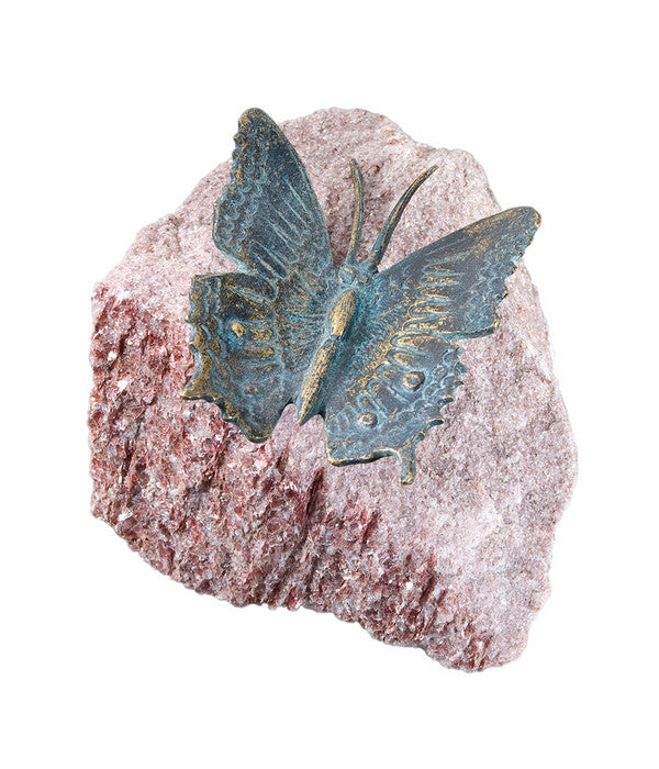  Rottenecker Bronze-Schmetterling Auf Rosariofindling, Ca. B15/H10/T15 Cm