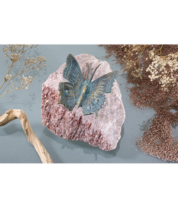  Rottenecker Bronze-Schmetterling Auf Rosariofindling, Ca. B15/H10/T15 Cm