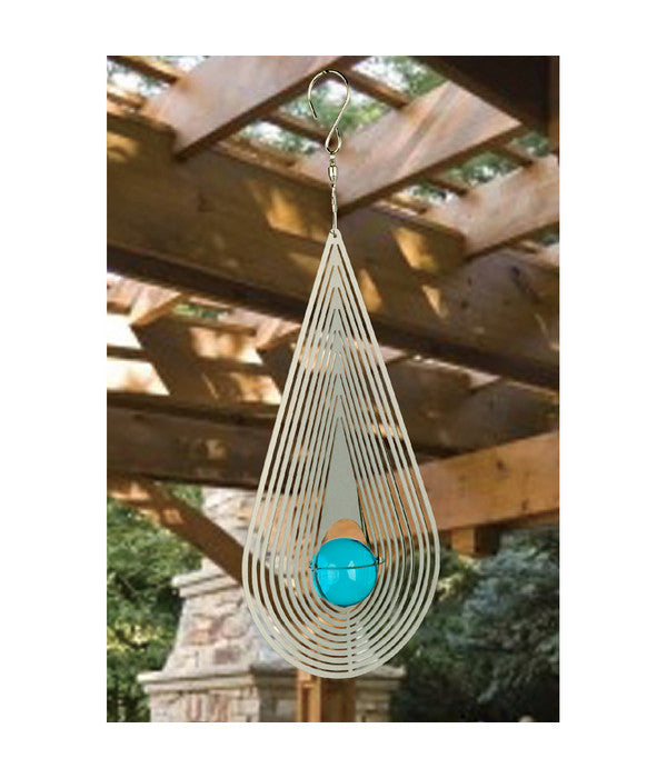  NATURE'S MELODY Windspiel Cosmo Träne, 13 X 4,5 X 33,5 Cm, Silber/blau