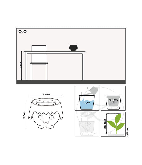  LECHUZA® OJO All-in-One-Set, Ca. Ø21/H15,8 Cm
