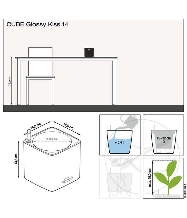  LECHUZA® CUBE Glossy, All-in-One Set