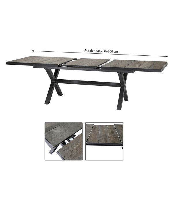  Siena Garden Ausziehtisch Sincro, Ca, 200-260/H74/T100 Cm