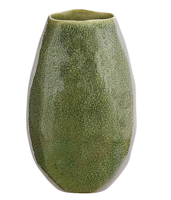  Dehner Keramik-Vase Linn, Bauchig, Dunkelgrün
