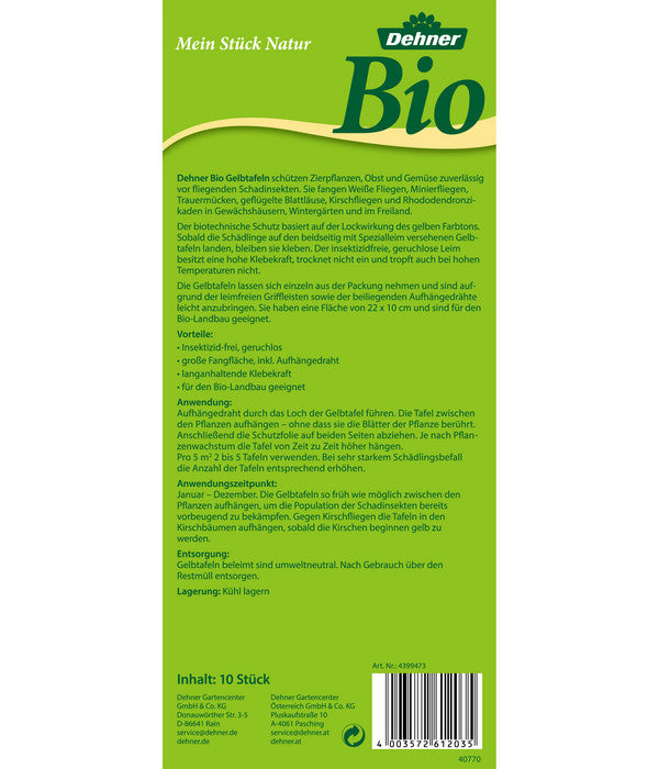  Dehner Bio Gelbtafeln, 10er-Set
