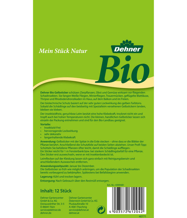  Dehner Bio Gelbsticker, 12er-Set