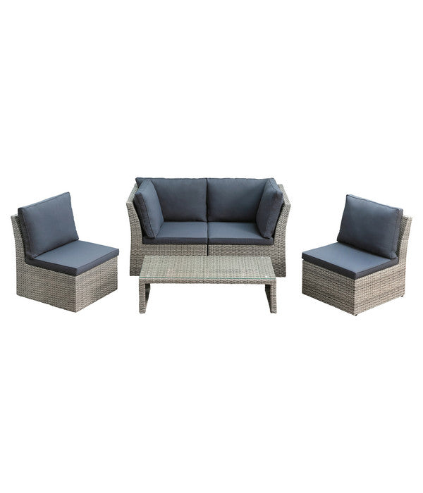  Dehner Geflecht-Lounge Rom, 4-teilig