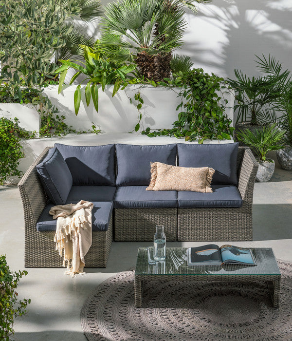  Dehner Geflecht-Lounge Rom, 4-teilig