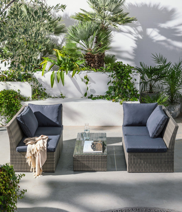  Dehner Geflecht-Lounge Rom, 4-teilig