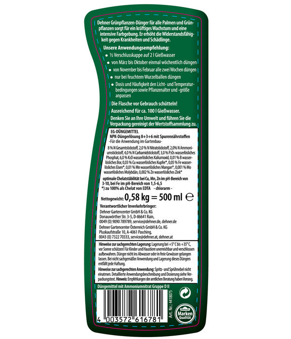  Dehner Grünpflanzen-Dünger, Flüssig, 500 Ml