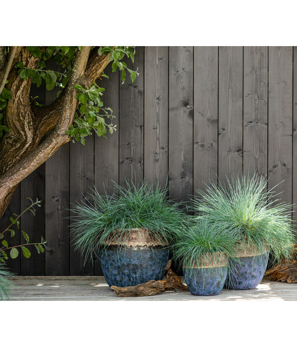  Dehner Keramik-Topf Mystras, Rund, Blau-braun