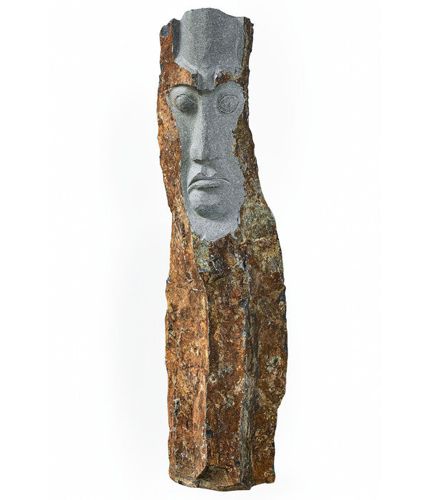  Dehner Basalt-Säule Mit Gesicht, Ca. B20/H100/T20 Cm