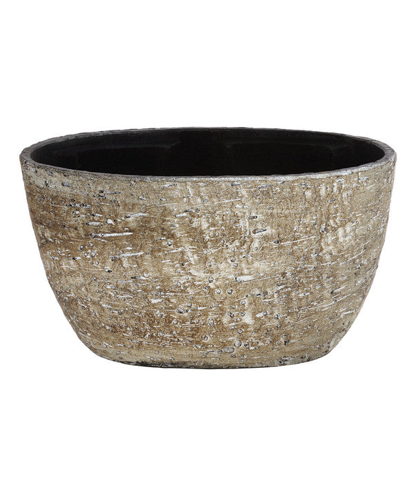  Dehner Keramik-Jardiniere Lana, Oval, Braun, Ca. B30/H17/15 Cm