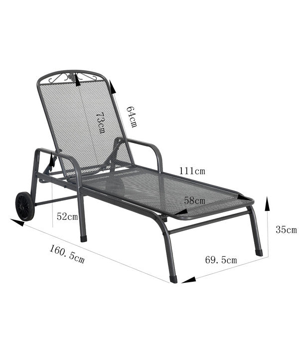  MWH Gartenliege Savoy, Ca. B81/H52/T187 Cm