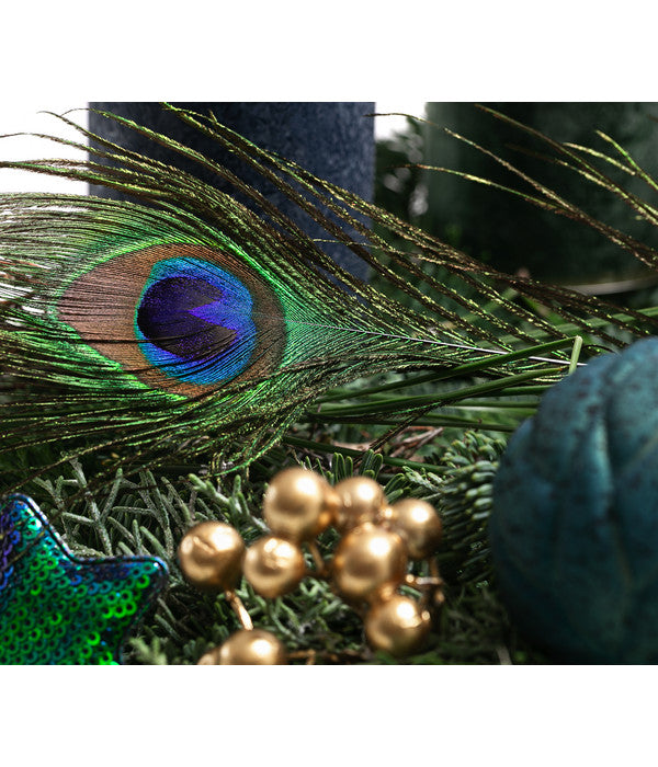  Adventsgesteck Peacock, Ca. B30/H22/T20 Cm