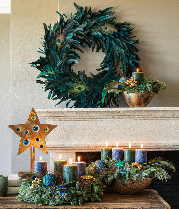  Adventsgesteck Peacock, Ca. B30/H22/T20 Cm