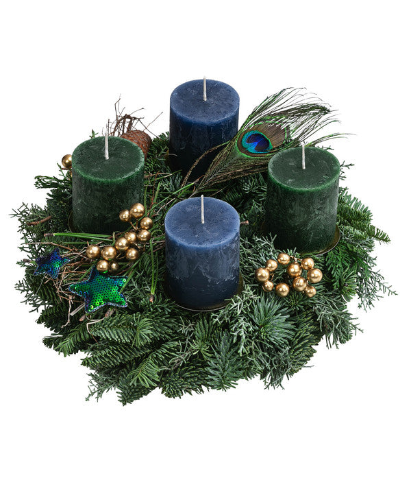  Adventskranz Peacock, Ca. Ø30/H16 Cm