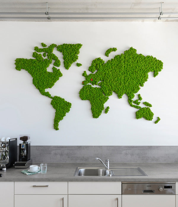  StyleGREEN Weltkarte Aus Islandmoos, 21-teilig, Ca. B230/H135 Cm