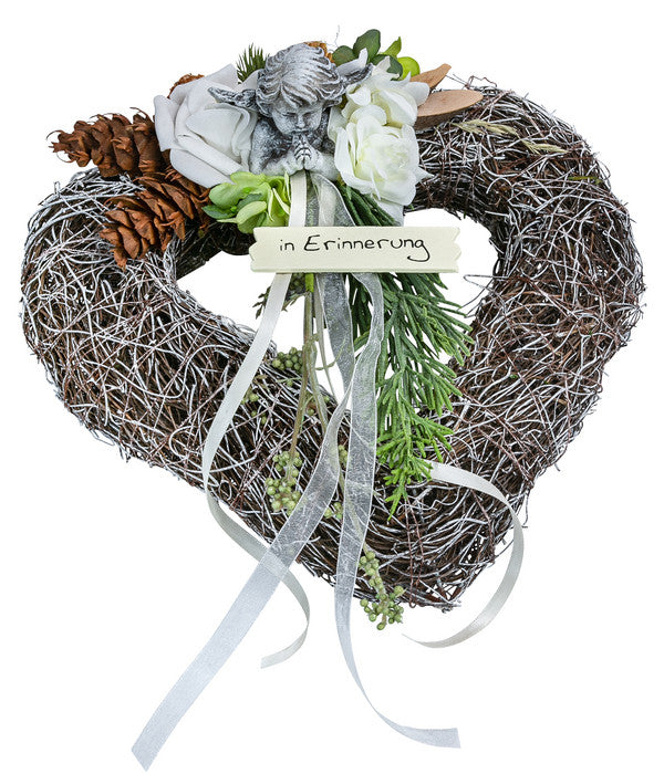  Grabgesteck Eva, Herzförmig, Weiß, Ca. B25/H10/T25 Cm